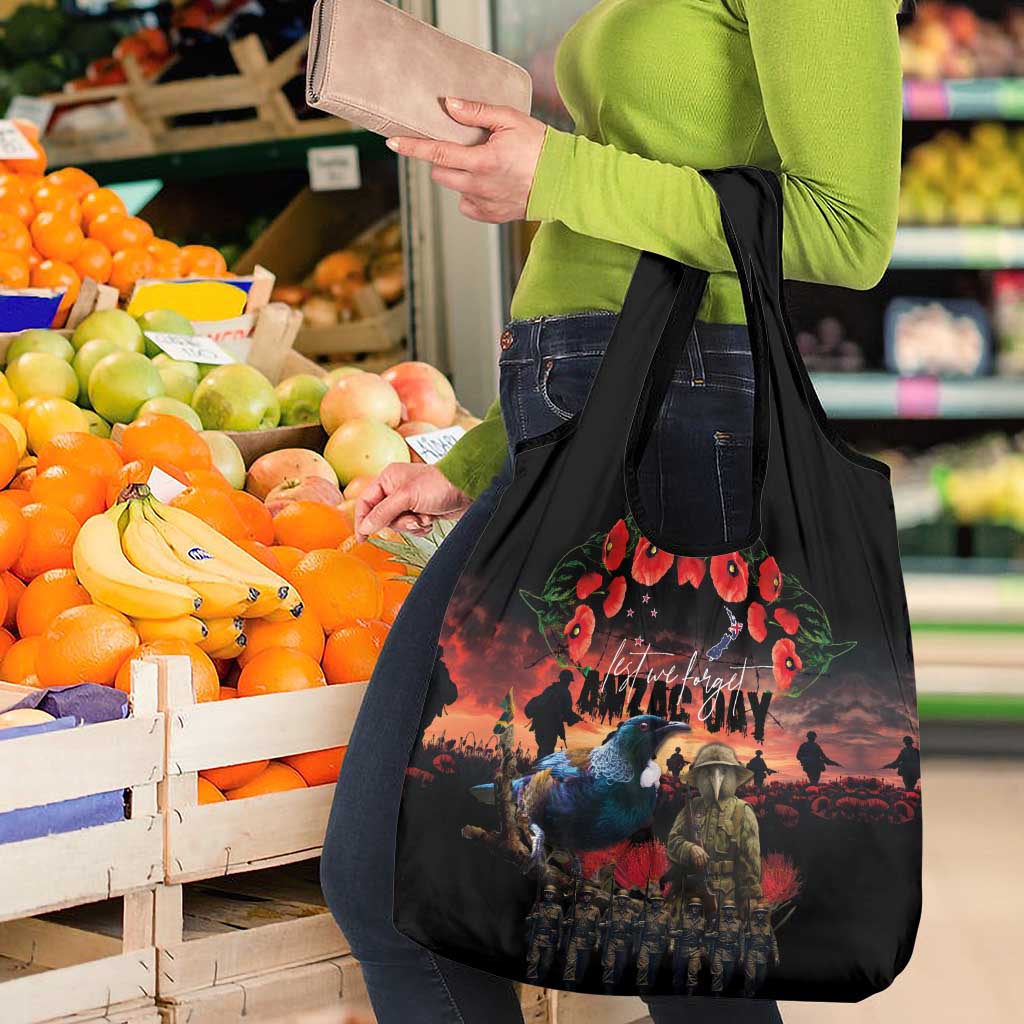 New Zealand ANZAC Day Grocery Bag Tui Bird and Kiwi Bird Soldier - Forever in My Thoughts LT03 - Polynesian Pride