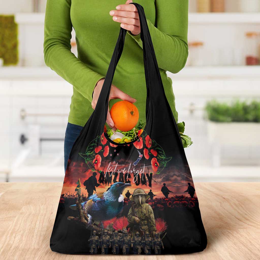 New Zealand ANZAC Day Grocery Bag Tui Bird and Kiwi Bird Soldier - Forever in My Thoughts LT03 - Polynesian Pride