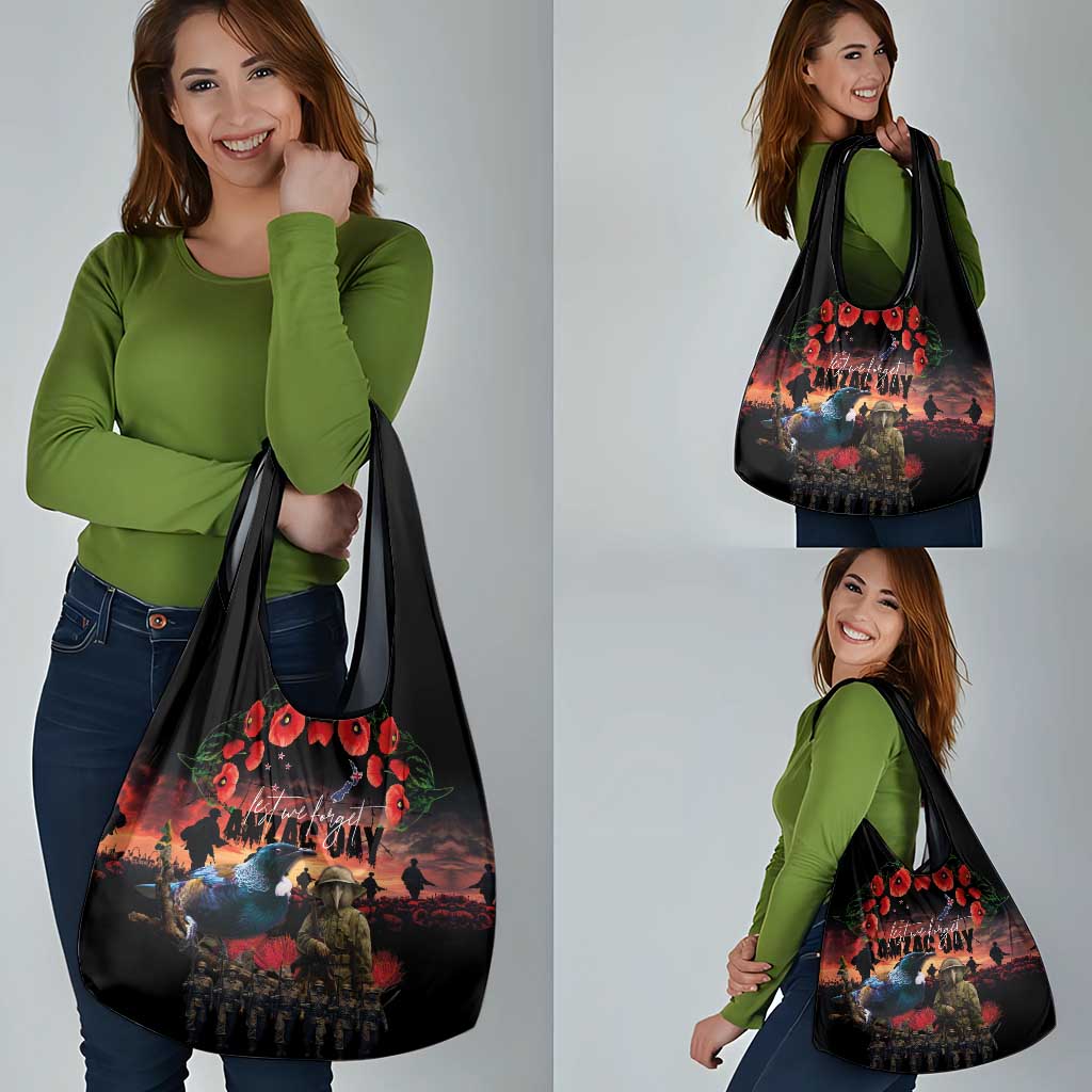 New Zealand ANZAC Day Grocery Bag Tui Bird and Kiwi Bird Soldier - Forever in My Thoughts LT03 - Polynesian Pride