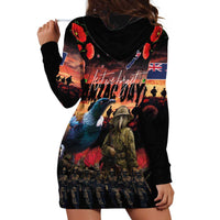 New Zealand ANZAC Day Hoodie Dress Tui Bird and Kiwi Bird Soldier - Forever in My Thoughts LT03 - Polynesian Pride