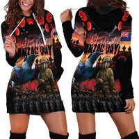 New Zealand ANZAC Day Hoodie Dress Tui Bird and Kiwi Bird Soldier - Forever in My Thoughts LT03 - Polynesian Pride