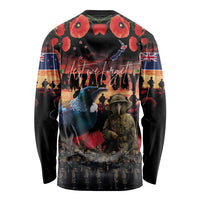 New Zealand ANZAC Day Long Sleeve Shirt Tui Bird and Kiwi Bird Soldier - Forever in My Thoughts LT03 - Polynesian Pride