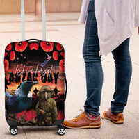New Zealand ANZAC Day Luggage Cover Tui Bird and Kiwi Bird Soldier - Forever in My Thoughts LT03 Black - Polynesian Pride