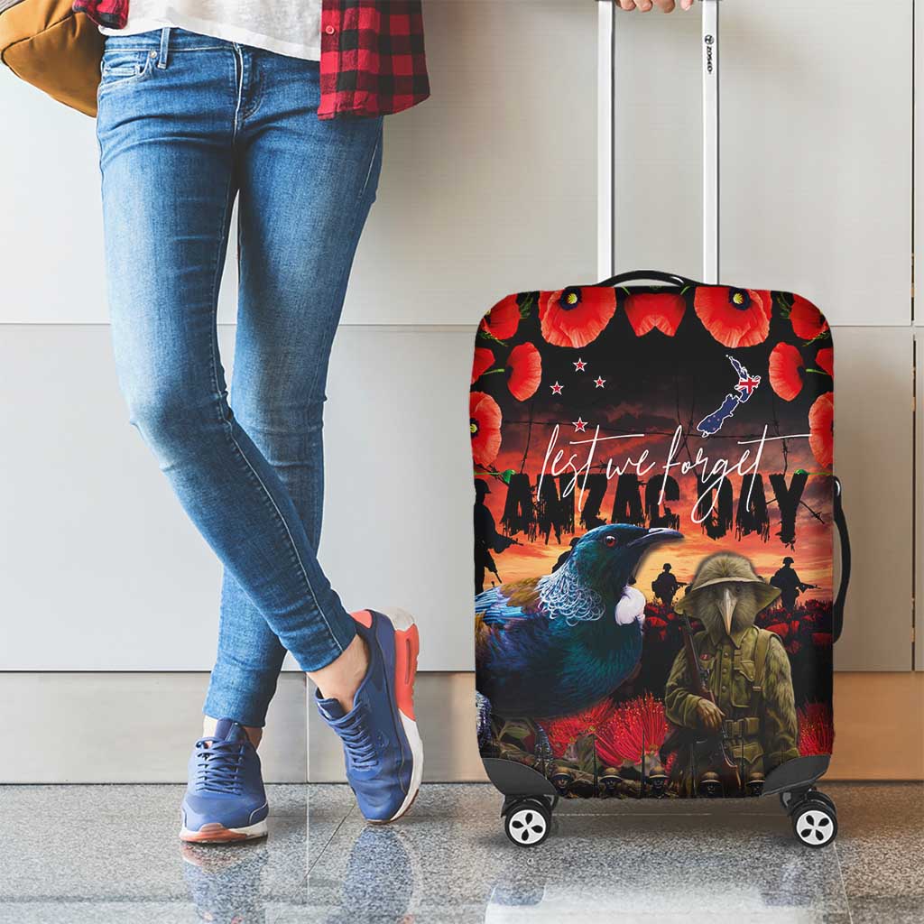 New Zealand ANZAC Day Luggage Cover Tui Bird and Kiwi Bird Soldier - Forever in My Thoughts LT03 - Polynesian Pride