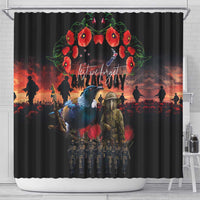 New Zealand ANZAC Day Shower Curtain Tui Bird and Kiwi Bird Soldier - Forever in My Thoughts LT03 - Polynesian Pride