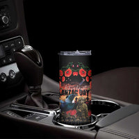 New Zealand ANZAC Day Skinny Tumbler Tui Bird and Kiwi Bird Soldier Forever in My Thoughts LT03 - Polynesian Pride