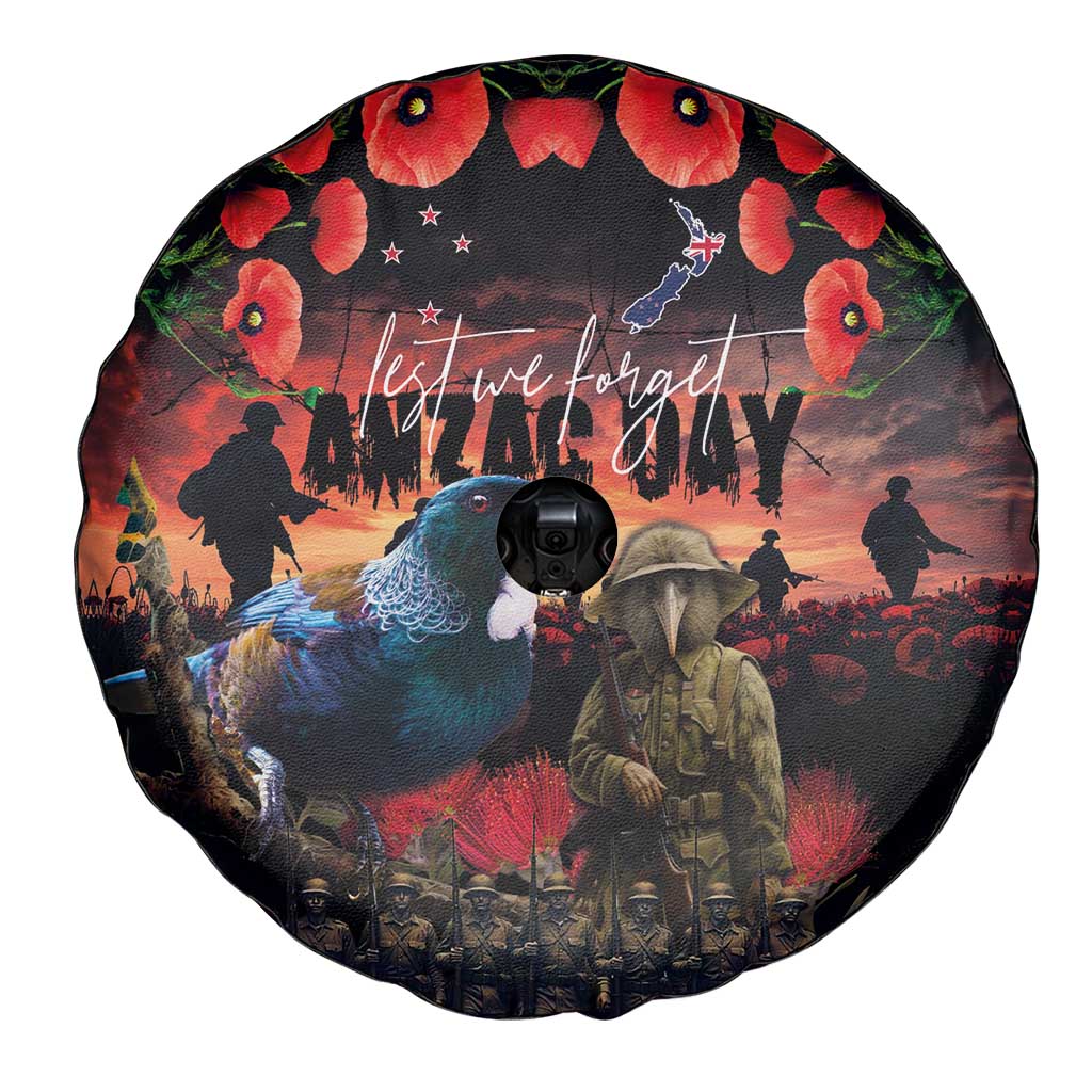 New Zealand ANZAC Day Spare Tire Cover Tui Bird and Kiwi Bird Soldier - Forever in My Thoughts LT03 - Polynesian Pride