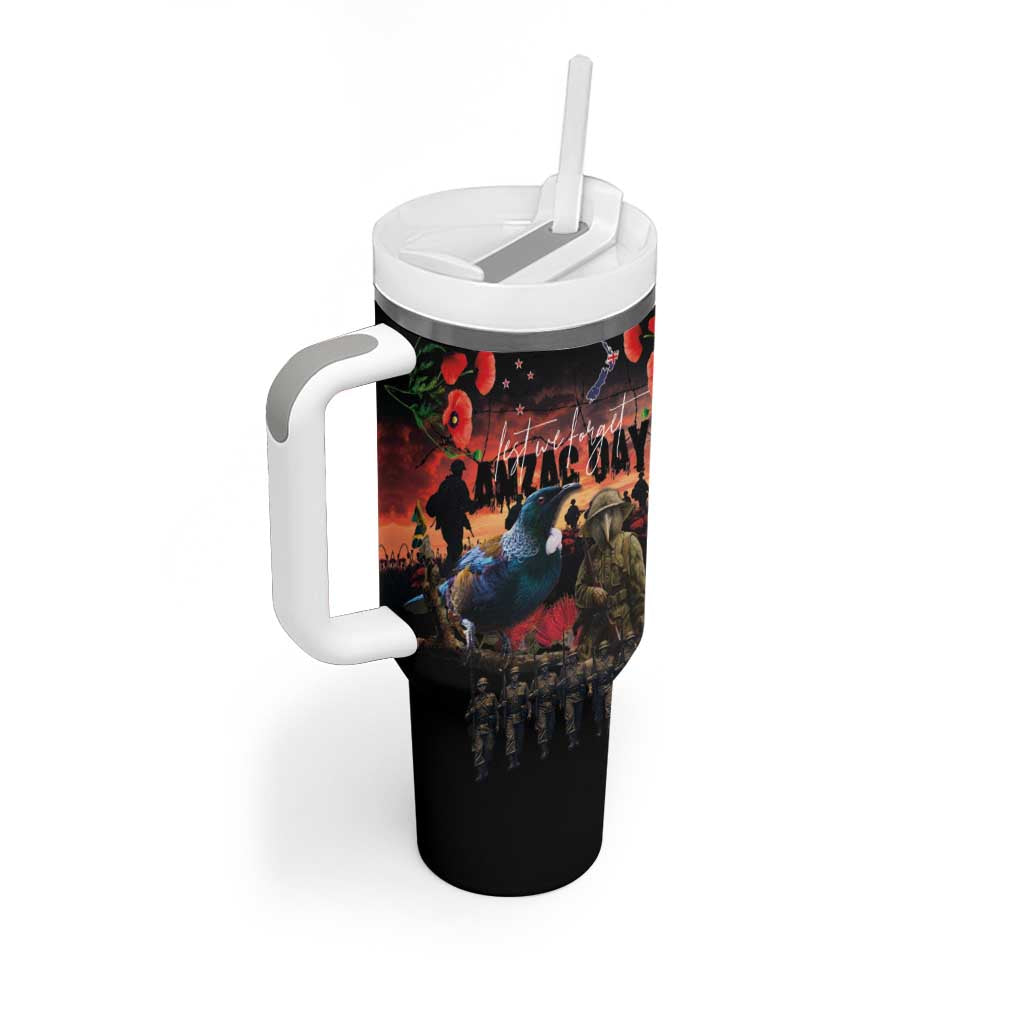 New Zealand ANZAC Day Tumbler With Handle Tui Bird and Kiwi Bird Soldier Forever in My Thoughts LT03 - Polynesian Pride
