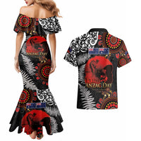 Australia and New Zealand ANZAC Day Couples Matching Mermaid Dress and Hawaiian Shirt Aboriginal and Maori Art Pattern - Gallipoli Lest We Forget LT03 - Polynesian Pride