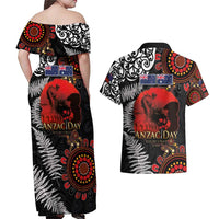 Australia and New Zealand ANZAC Day Couples Matching Off Shoulder Maxi Dress and Hawaiian Shirt Aboriginal and Maori Art Pattern - Gallipoli Lest We Forget LT03 - Polynesian Pride