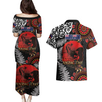 Australia and New Zealand ANZAC Day Couples Matching Puletasi and Hawaiian Shirt Aboriginal and Maori Art Pattern - Gallipoli Lest We Forget LT03 - Polynesian Pride
