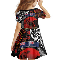 Australia and New Zealand ANZAC Day Family Matching Long Sleeve Bodycon Dress and Hawaiian Shirt Aboriginal and Maori Art Pattern - Gallipoli Lest We Forget LT03 - Polynesian Pride