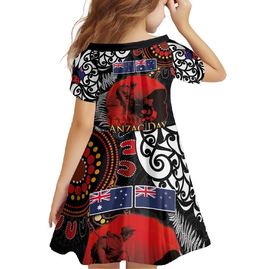 Australia and New Zealand ANZAC Day Family Matching Off Shoulder Maxi Dress and Hawaiian Shirt Aboriginal and Maori Art Pattern - Gallipoli Lest We Forget LT03 - Polynesian Pride