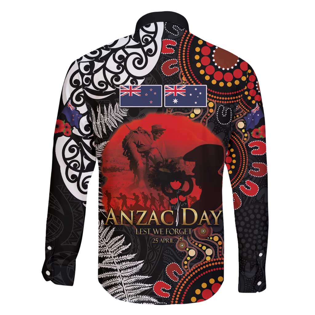 Australia and New Zealand ANZAC Day Family Matching Short Sleeve Bodycon Dress and Hawaiian Shirt Aboriginal and Maori Art Pattern - Gallipoli Lest We Forget LT03 - Polynesian Pride