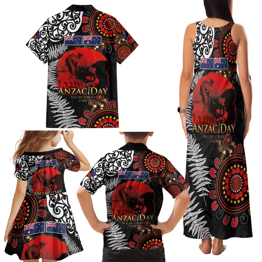 Australia and New Zealand ANZAC Day Family Matching Tank Maxi Dress and Hawaiian Shirt Aboriginal and Maori Art Pattern - Gallipoli Lest We Forget LT03 - Polynesian Pride