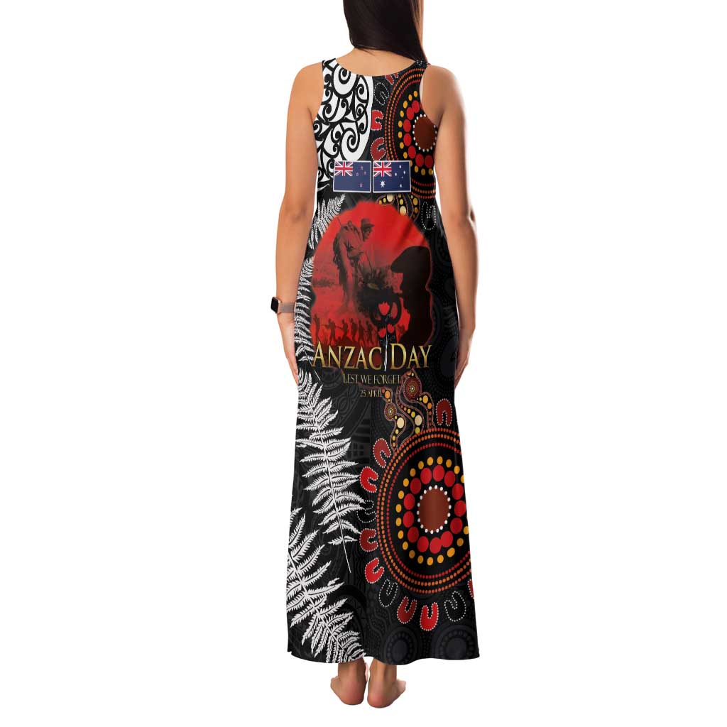 Australia and New Zealand ANZAC Day Family Matching Tank Maxi Dress and Hawaiian Shirt Aboriginal and Maori Art Pattern - Gallipoli Lest We Forget LT03 - Polynesian Pride