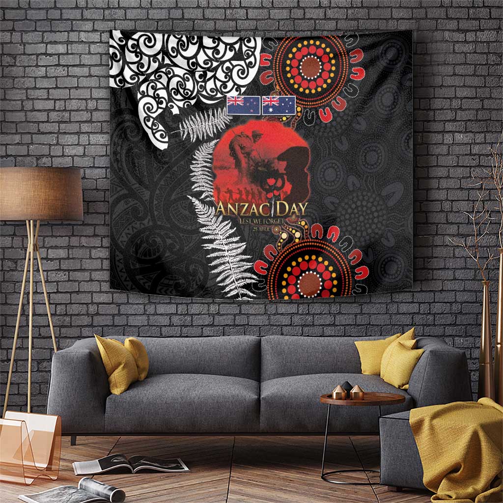 Australia and New Zealand ANZAC Day Tapestry Aboriginal and Maori Art Pattern - Gallipoli Lest We Forget