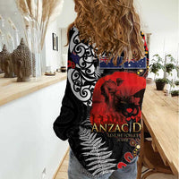 Australia and New Zealand ANZAC Day Women Casual Shirt Aboriginal and Maori Art Pattern - Gallipoli Lest We Forget LT03 - Polynesian Pride