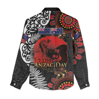 Australia and New Zealand ANZAC Day Women Casual Shirt Aboriginal and Maori Art Pattern - Gallipoli Lest We Forget LT03 - Polynesian Pride