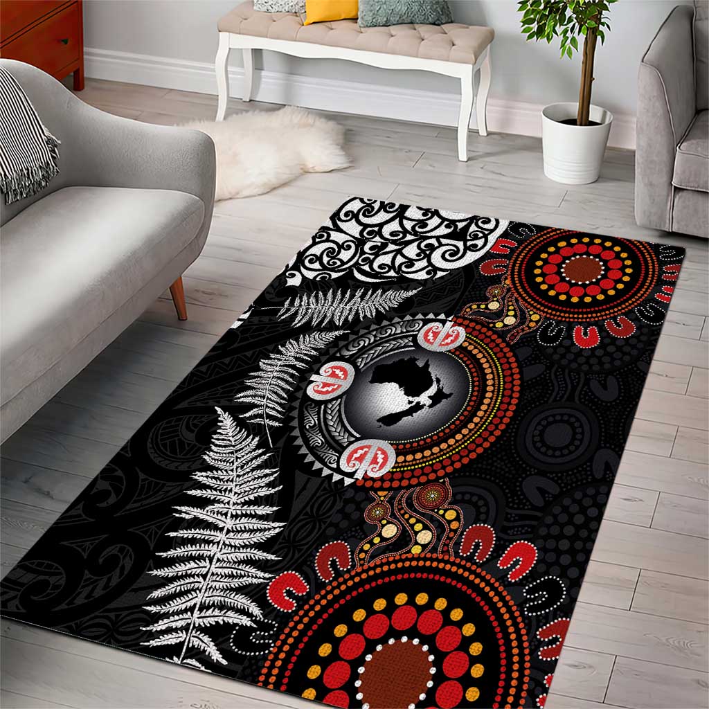 Australia and New Zealand Together Area Rug Aboriginal and Maori Art Tattoo LT03 - Polynesian Pride