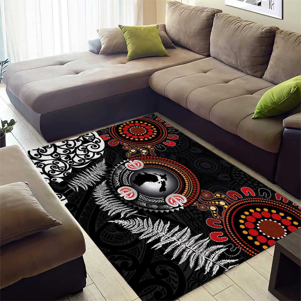 Australia and New Zealand Together Area Rug Aboriginal and Maori Art Tattoo LT03 - Polynesian Pride