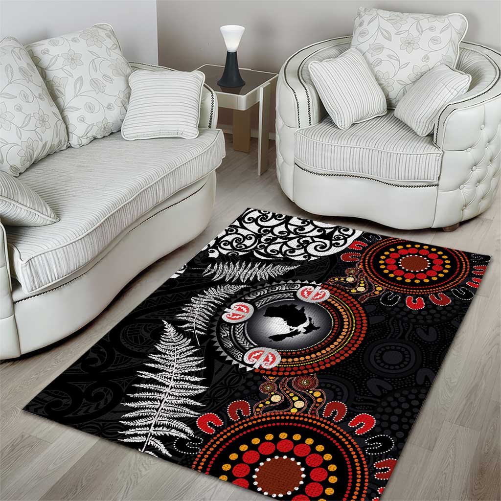 Australia and New Zealand Together Area Rug Aboriginal and Maori Art Tattoo LT03 - Polynesian Pride
