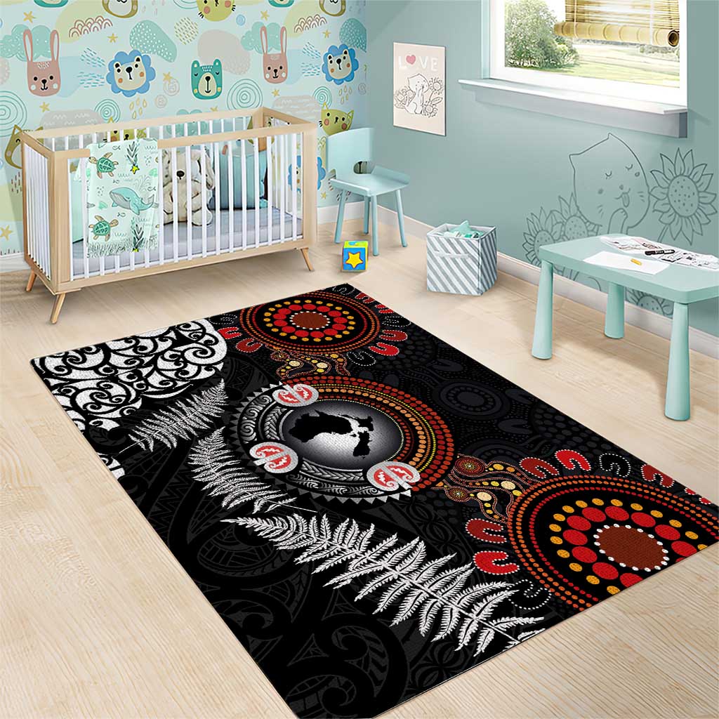 Australia and New Zealand Together Area Rug Aboriginal and Maori Art Tattoo LT03 - Polynesian Pride
