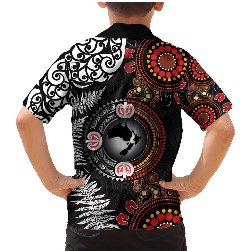 Australia and New Zealand Together Family Matching Mermaid Dress and Hawaiian Shirt Aboriginal and Maori Art Tattoo LT03 - Polynesian Pride