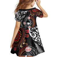 Australia and New Zealand Together Family Matching Mermaid Dress and Hawaiian Shirt Aboriginal and Maori Art Tattoo LT03 - Polynesian Pride