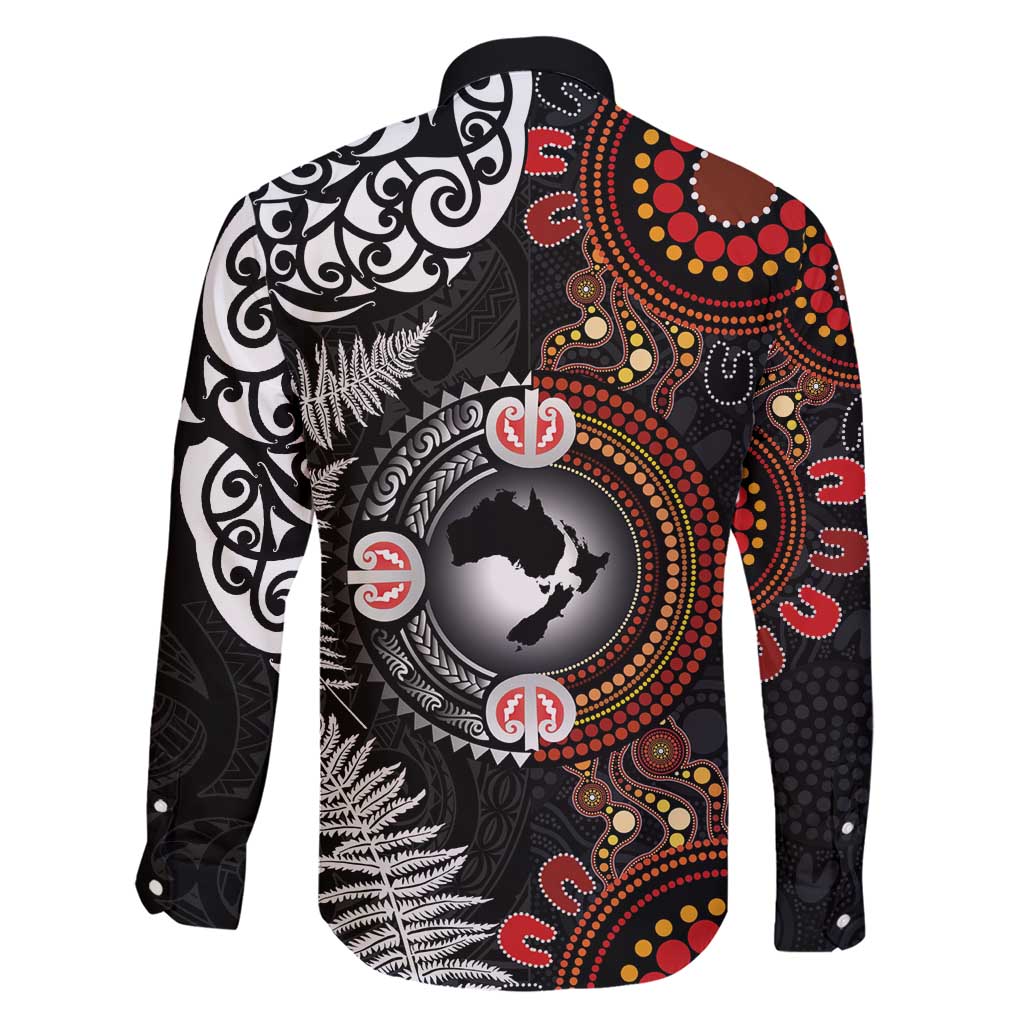 Australia and New Zealand Together Family Matching Short Sleeve Bodycon Dress and Hawaiian Shirt Aboriginal and Maori Art Tattoo LT03 - Polynesian Pride