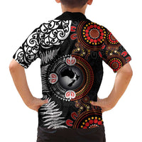 Australia and New Zealand Together Family Matching Summer Maxi Dress and Hawaiian Shirt Aboriginal and Maori Art Tattoo LT03 - Polynesian Pride