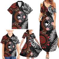 Australia and New Zealand Together Family Matching Summer Maxi Dress and Hawaiian Shirt Aboriginal and Maori Art Tattoo LT03 - Polynesian Pride