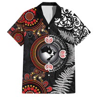 Australia and New Zealand Together Family Matching Tank Maxi Dress and Hawaiian Shirt Aboriginal and Maori Art Tattoo LT03 Dad's Shirt - Short Sleeve Black - Polynesian Pride