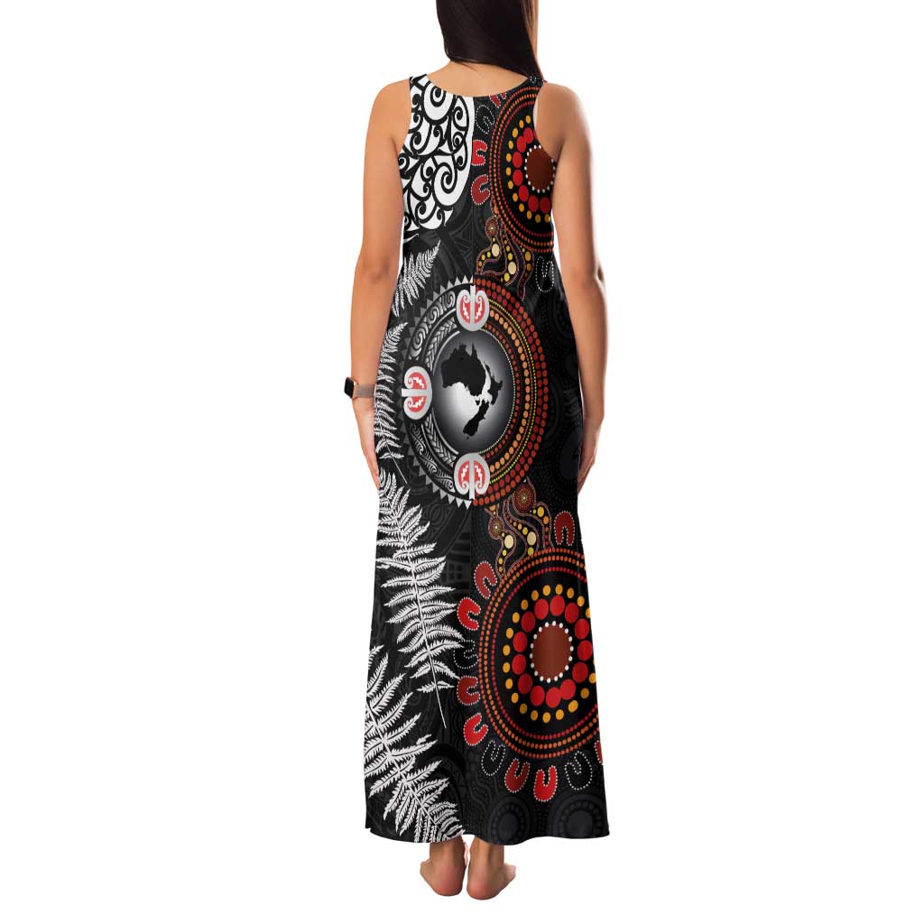 Australia and New Zealand Together Family Matching Tank Maxi Dress and Hawaiian Shirt Aboriginal and Maori Art Tattoo LT03 - Polynesian Pride