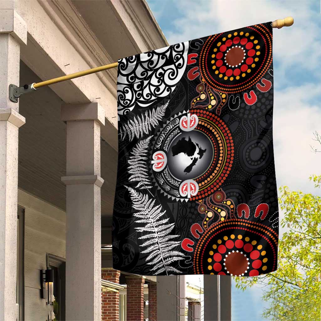 Australia and New Zealand Together Garden Flag Aboriginal and Maori Art Tattoo