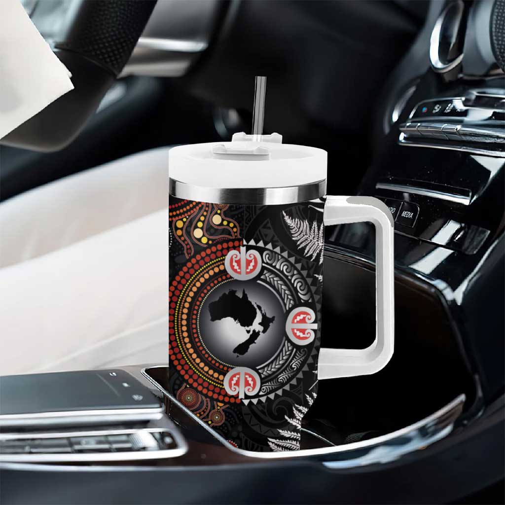 Australia and New Zealand Together Tumbler With Handle Aboriginal and Maori Art Tattoo