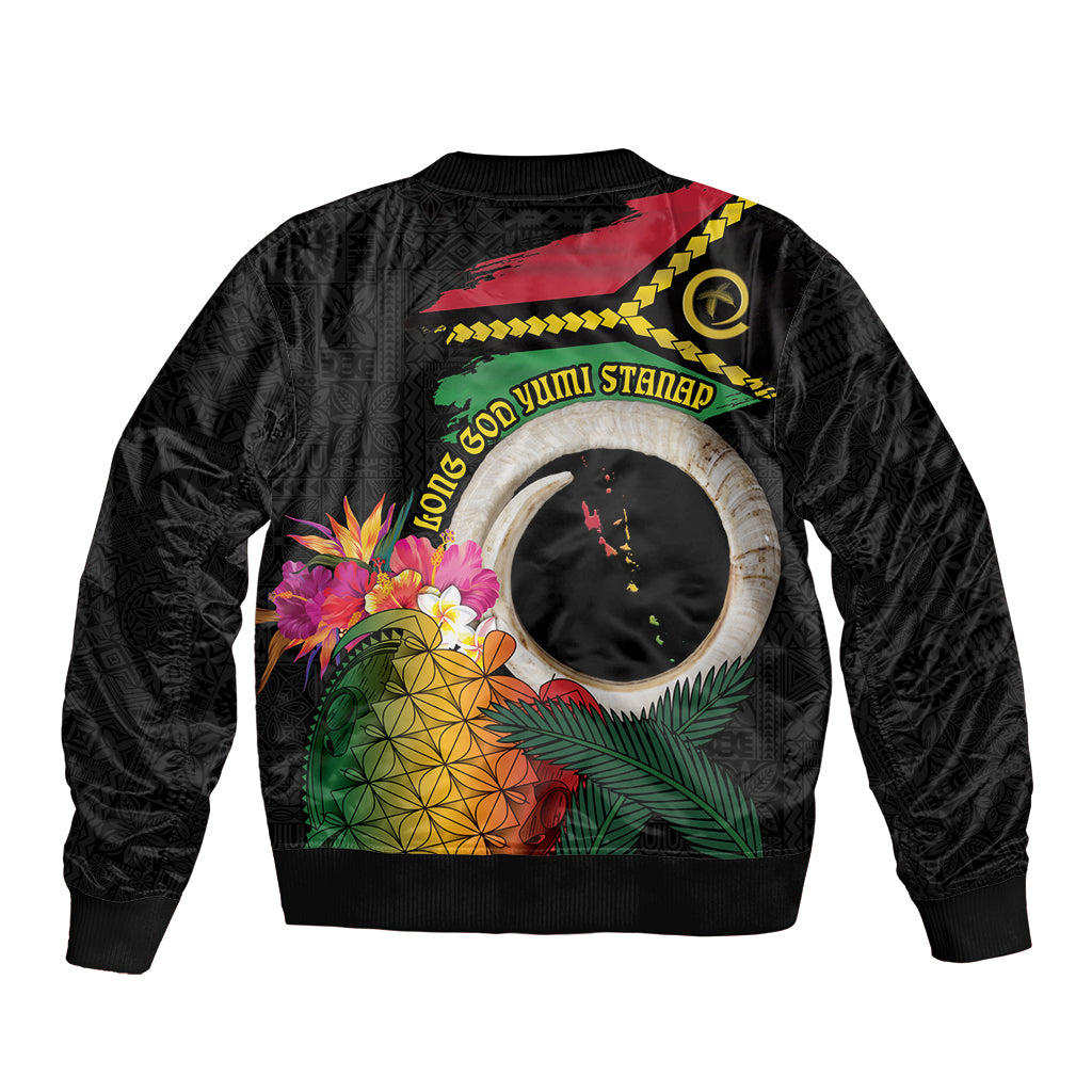 Vanuatu Selebretem 44th Indipendens Dei Bomber Jacket Sand Drawing Turtle Melanesian Vibes