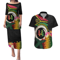 Vanuatu Selebretem 44th Indipendens Dei Couples Matching Puletasi and Hawaiian Shirt Sand Drawing Turtle Melanesian Vibes