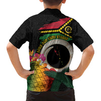 Vanuatu Selebretem 44th Indipendens Dei Family Matching Off Shoulder Short Dress and Hawaiian Shirt Sand Drawing Turtle Melanesian Vibes LT03 - Polynesian Pride