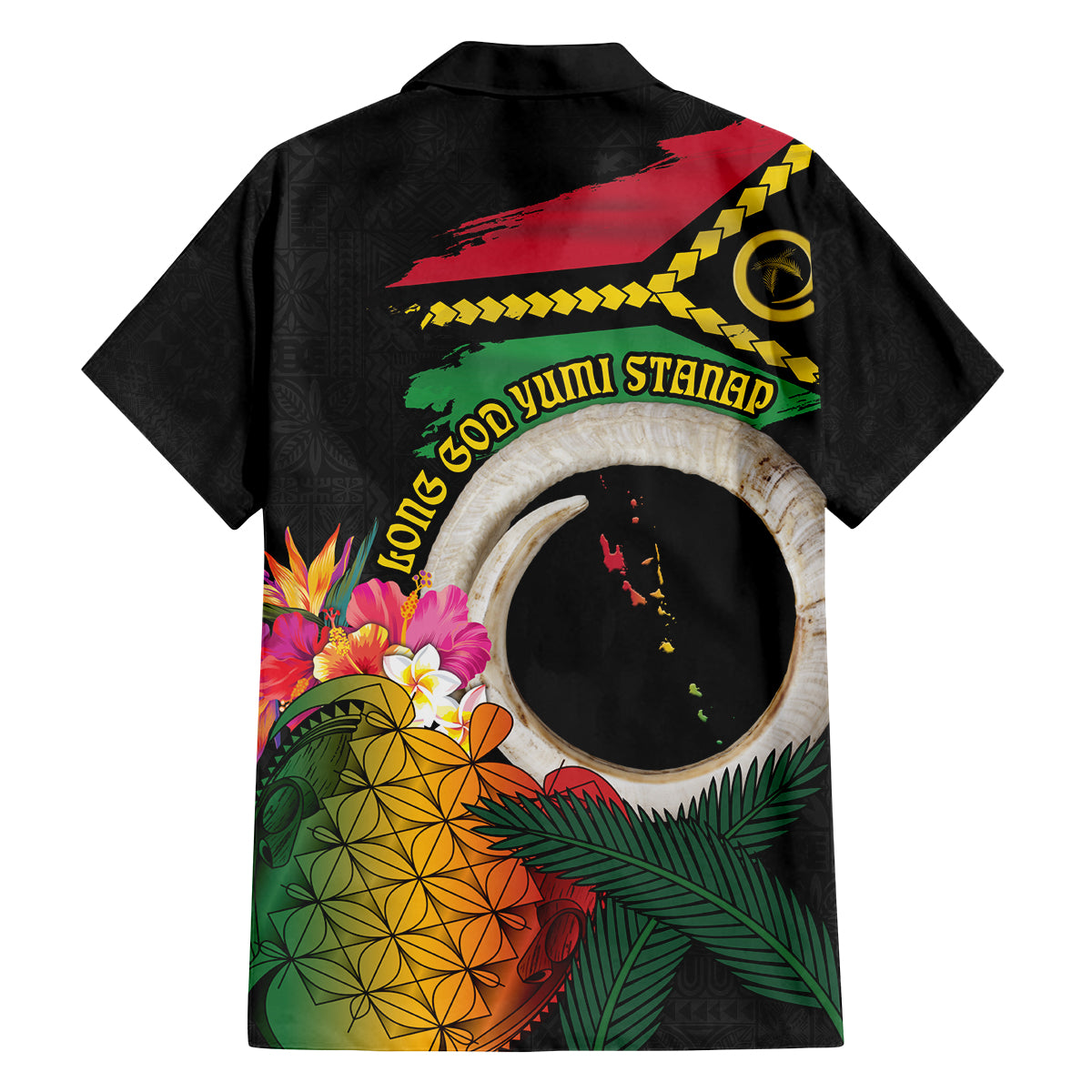Vanuatu Selebretem 44th Indipendens Dei Family Matching Off Shoulder Short Dress and Hawaiian Shirt Sand Drawing Turtle Melanesian Vibes LT03 - Polynesian Pride