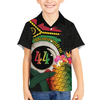 Vanuatu Selebretem 44th Indipendens Dei Family Matching Short Sleeve Bodycon Dress and Hawaiian Shirt Sand Drawing Turtle Melanesian Vibes LT03 Son's Shirt Black - Polynesian Pride