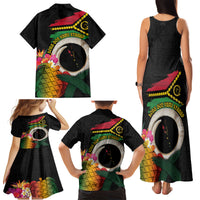 Vanuatu Selebretem 44th Indipendens Dei Family Matching Tank Maxi Dress and Hawaiian Shirt Sand Drawing Turtle Melanesian Vibes LT03 - Polynesian Pride