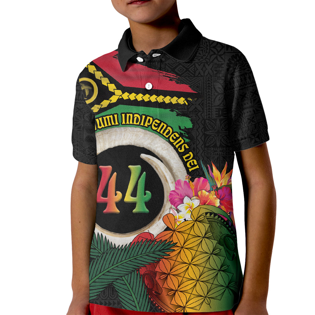 Vanuatu Selebretem 44th Indipendens Dei Kid Polo Shirt Sand Drawing Turtle Melanesian Vibes