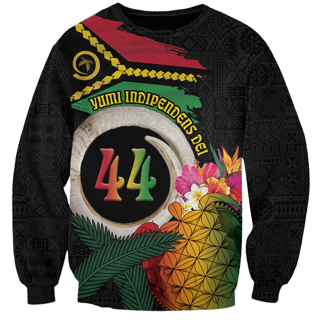 Vanuatu Selebretem 44th Indipendens Dei Sweatshirt Sand Drawing Turtle Melanesian Vibes