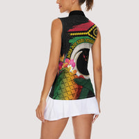 Vanuatu Selebretem 44th Indipendens Dei Women Sleeveless Polo Shirt Sand Drawing Turtle Melanesian Vibes
