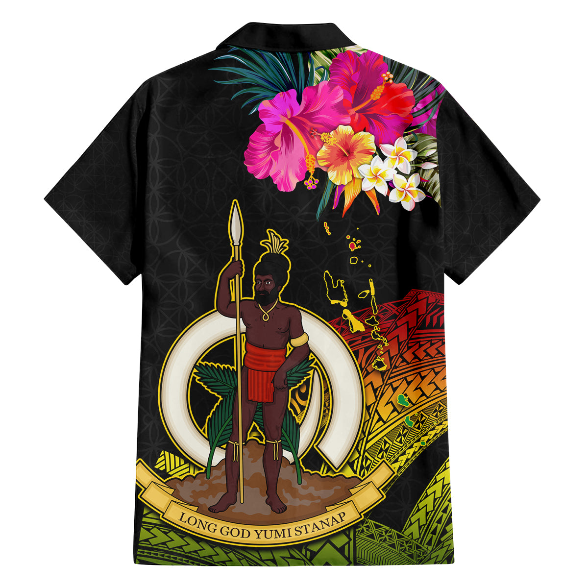 Vanuatu Ni-Van Family Matching Puletasi and Hawaiian Shirt Coat of Arms Sand Drawing LT03 - Polynesian Pride