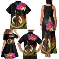 Vanuatu Ni-Van Family Matching Tank Maxi Dress and Hawaiian Shirt Coat of Arms Sand Drawing LT03 - Polynesian Pride