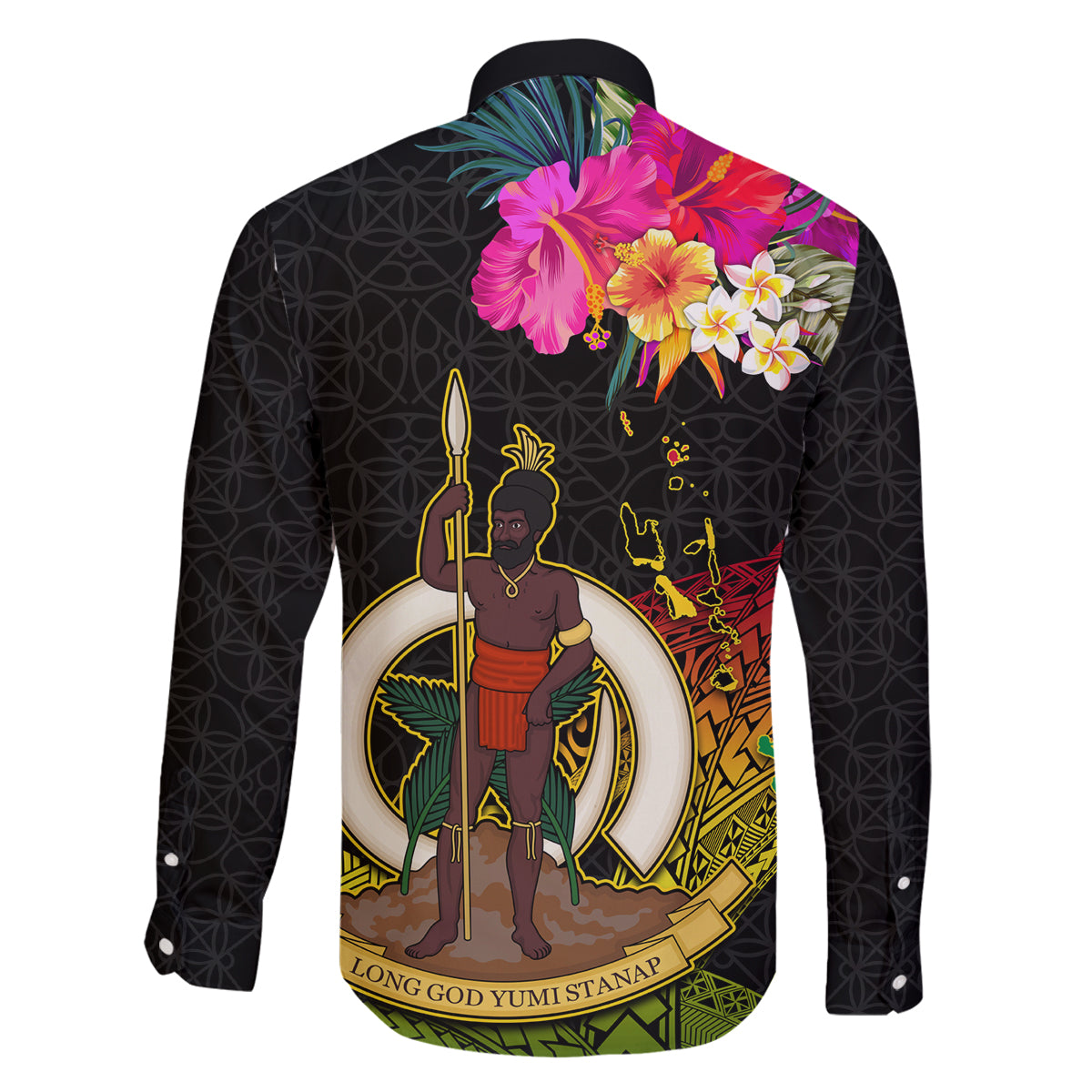 Vanuatu Ni-Van Family Matching Tank Maxi Dress and Hawaiian Shirt Coat of Arms Sand Drawing LT03 - Polynesian Pride