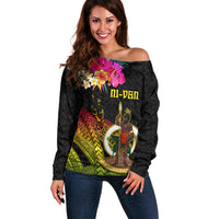 Vanuatu Ni-Van Off Shoulder Sweater Coat of Arms Sand Drawing