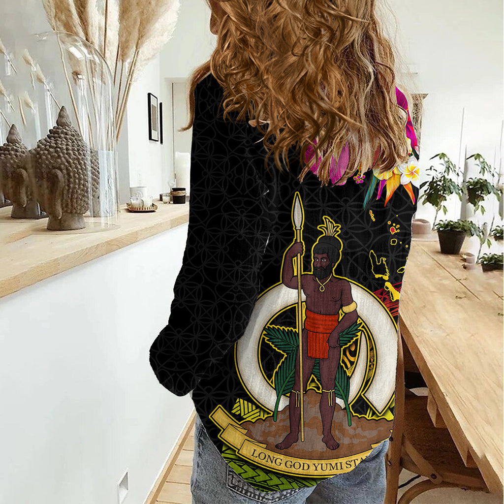 Vanuatu Ni-Van Women Casual Shirt Coat of Arms Sand Drawing